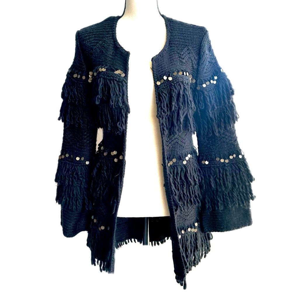 Jen's Pirate Booty Black Fringe Cardigan